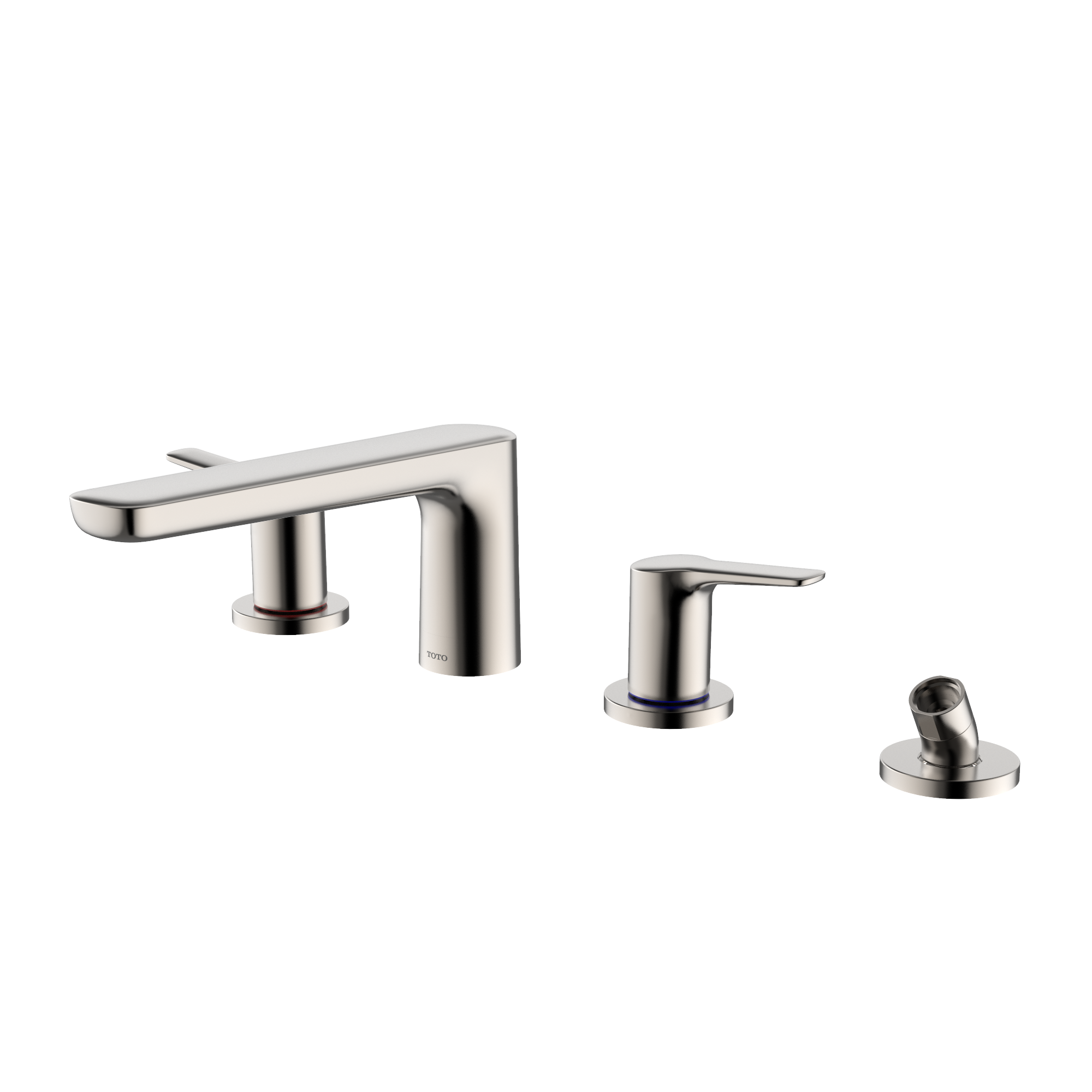 TOTO® GS Four-hole Deck-Mount Roman Tub Filler Trim with Handshower, Polished Nickel - TBG03202U#PN