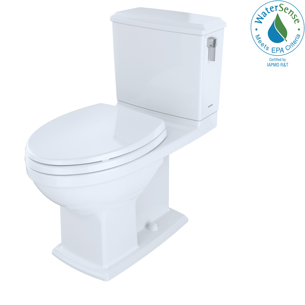 TOTO® Connelly WASHLET+ Two-Piece Elongated Dual Flush 1.28 and 0.9 GPF Universal Height Toilet with CEFIONTECT and Right Hand Lever, Cotton White - MS494124CEMFRG#01