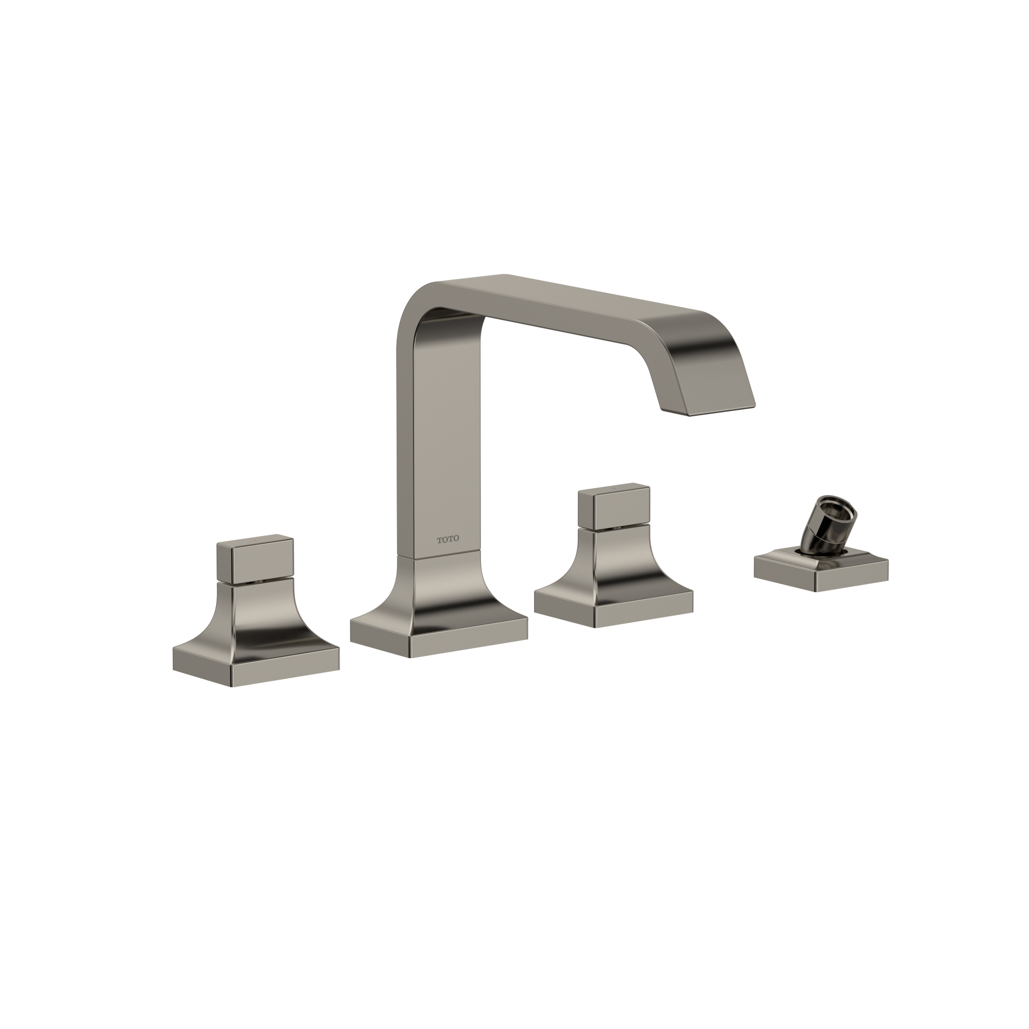 TOTO® GC Two-Handle Deck-Mount Roman Tub Filler Trim with Handshower, Polished Nickel - TBG08202U#PN