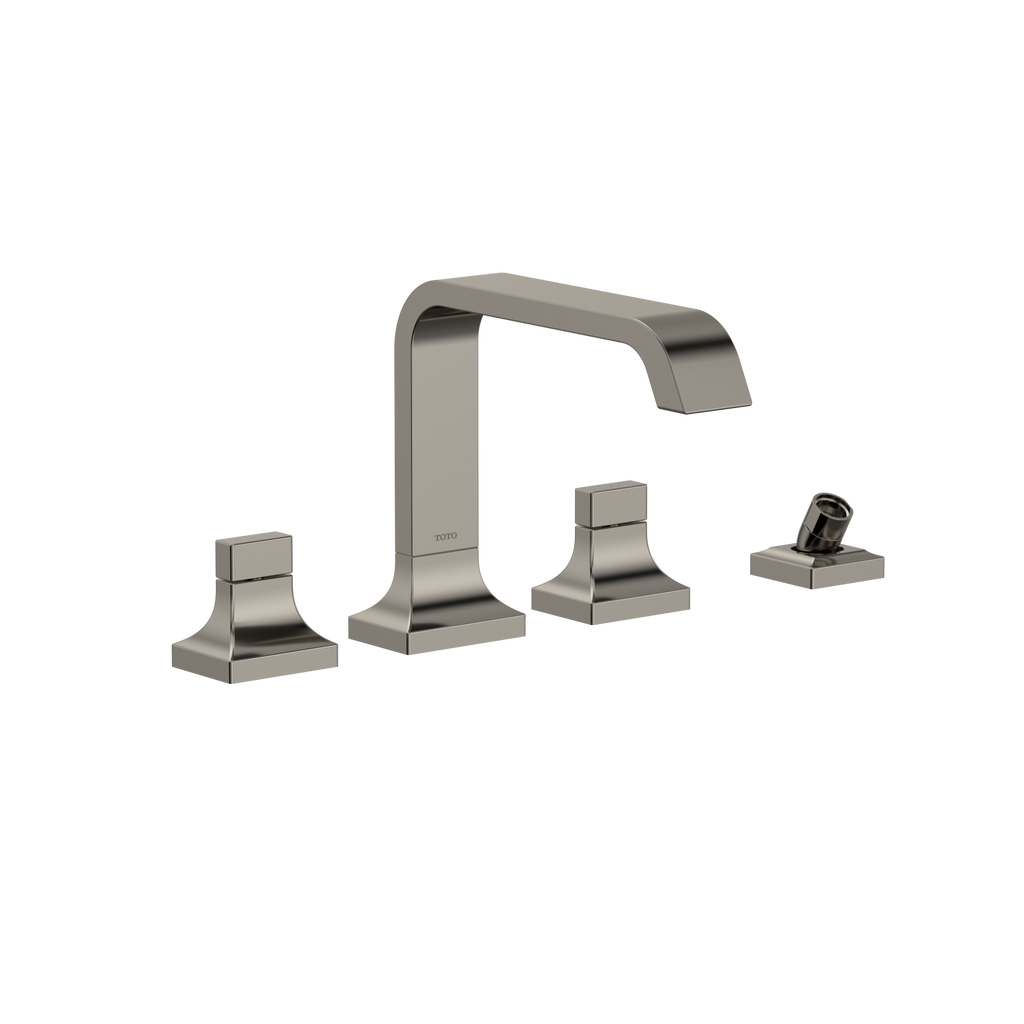 TOTO® GC Two-Handle Deck-Mount Roman Tub Filler Trim with Handshower, Polished Nickel - TBG08202U#PN