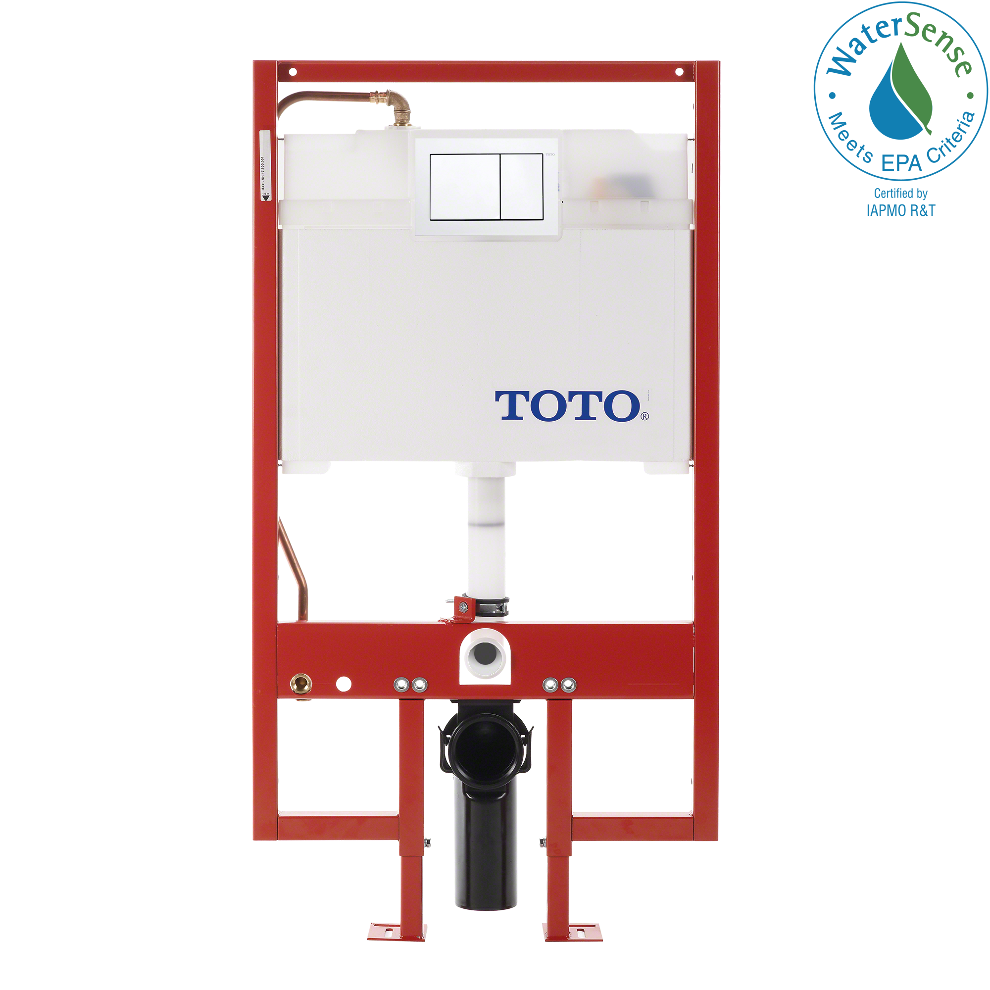 TOTO® DuoFit® In-Wall Dual Flush 0.9 and 1.6 GPF Tank System Copper Supply line and White Rectangular Push Plate - WT152800M#WH