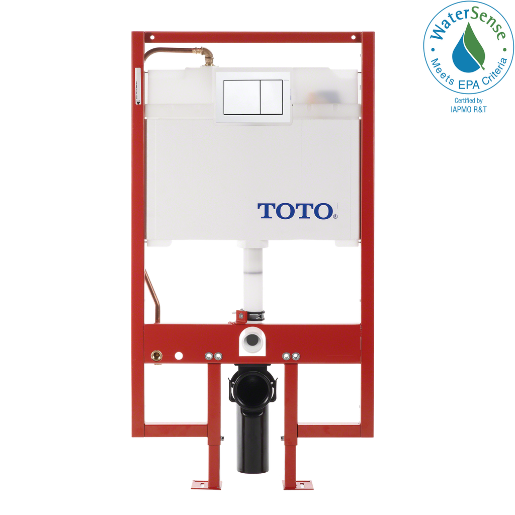 TOTO® DuoFit® In-Wall Dual Flush 0.9 and 1.6 GPF Tank System Copper Supply line and White Rectangular Push Plate - WT152800M#WH