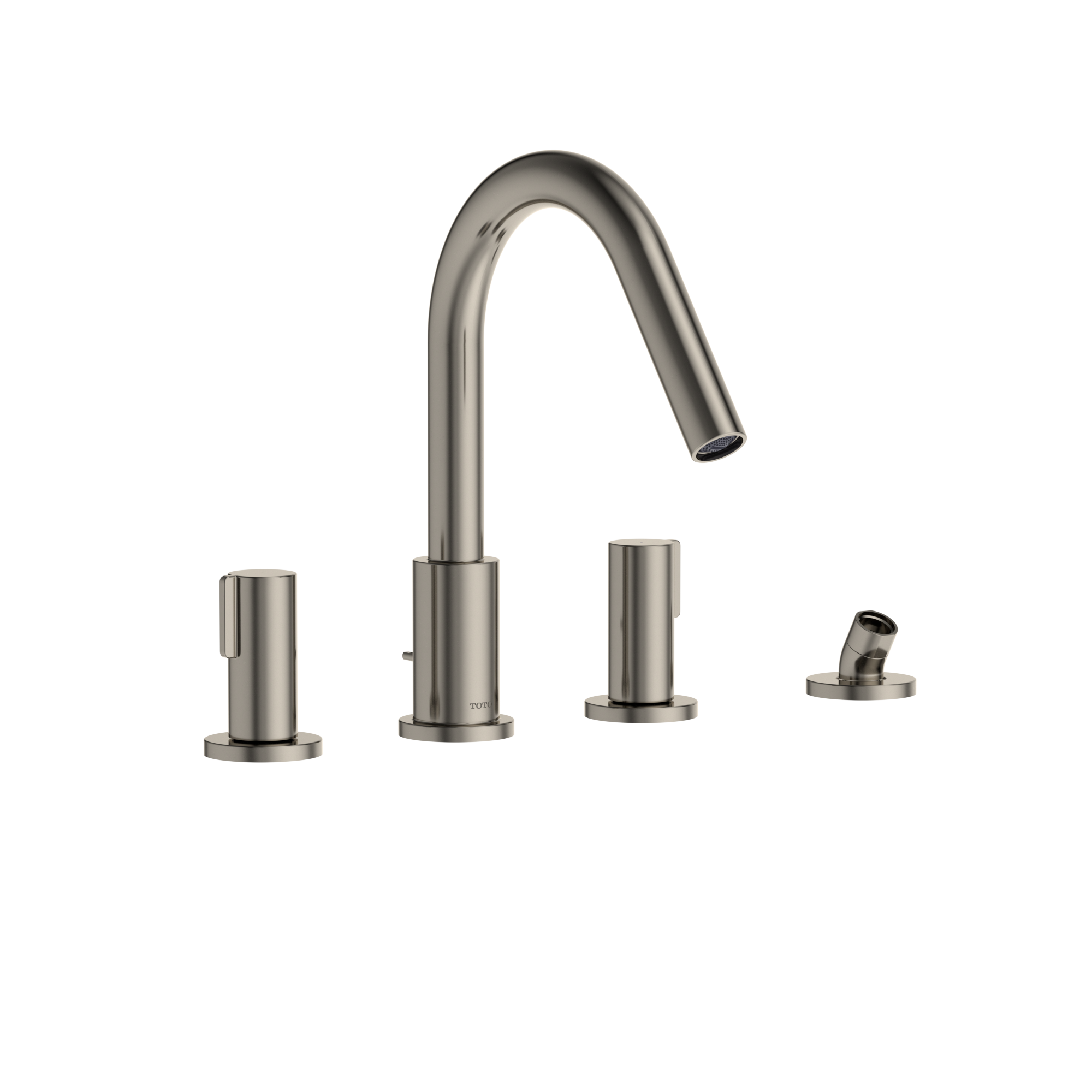 TOTO® GF Two-Handle Deck-Mount Roman Tub Filler Trim with Handshower, Polished Nickel - TBG11202Y#PN