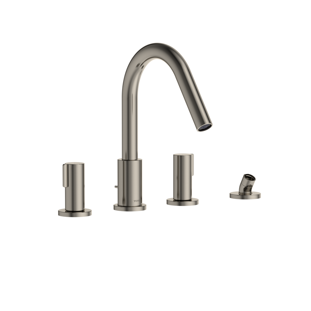 TOTO® GF Two-Handle Deck-Mount Roman Tub Filler Trim with Handshower, Polished Nickel - TBG11202Y#PN