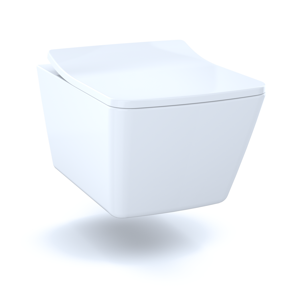 TOTO® SP Wall-Hung Contemporary Square-Shape Dual Flush 1.28 and 0.9 GPF Toilet with CEFIONTECT®Cotton White - CT449CFG#01