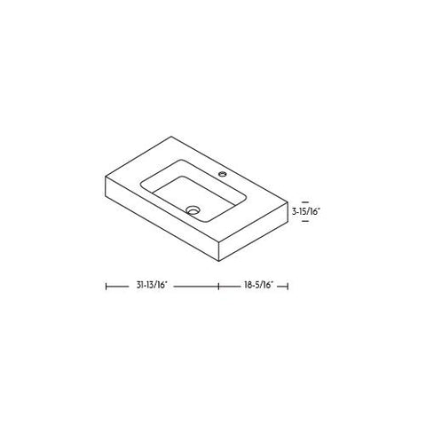 DAX Solid Surface Single Bowl Basin. Gloss Finish (BSN-90032-G)