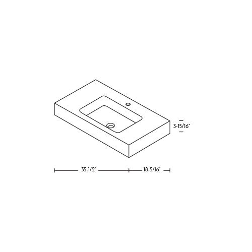 DAX Solid Surface Single Bowl Basin. Matte Finish (BSN-90036-M)