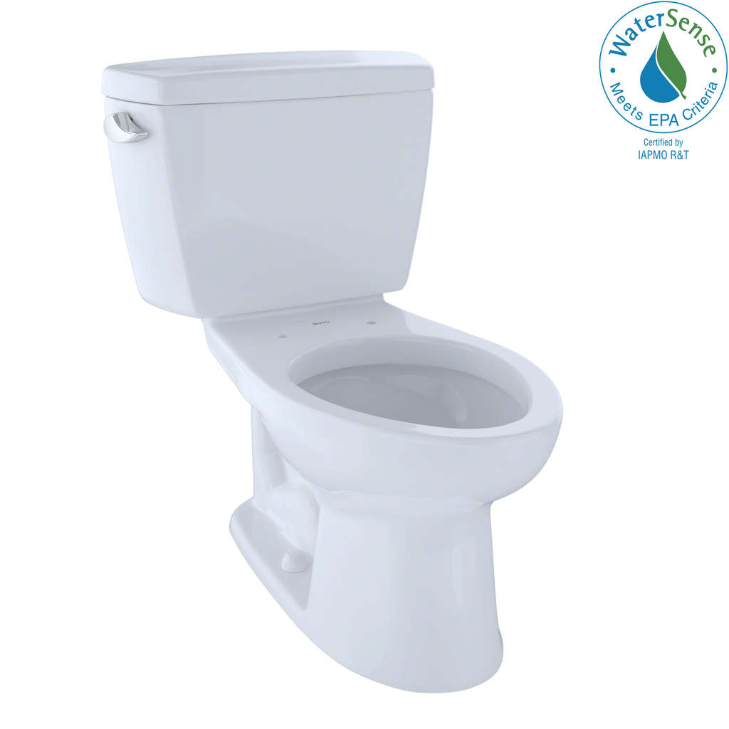 TOTO® Eco Drake® Two-Piece Elongated 1.28 GPF Universal Height Toilet for 10 Inch Rough-In, Cotton White - CST744EF.10#01