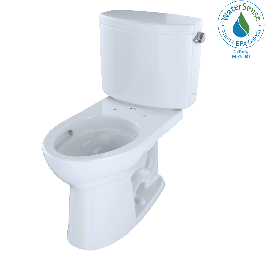 TOTO® Drake® II Two-Piece Elongated 1.28 GPF Universal Height Toilet with CeFiONtect™ and Right-Hand Trip Lever, Cotton White - CST454CEFRG#01
