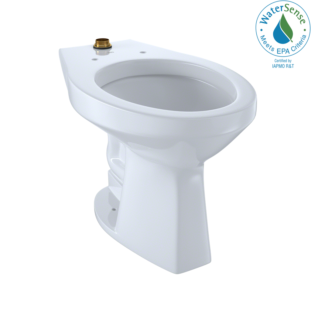 TOTO® Elongated Floor-Mounted Flushometer ADA Compliant Toilet Bowl with Top Spud and CeFiONtect, Cotton White - CT705ULNG#01