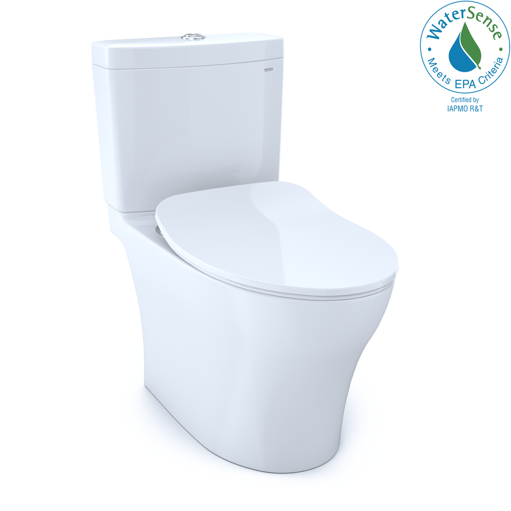 TOTO® Aquia® IV Two-Piece Elongated Dual Flush 1.28 and 0.8 GPF Toilet with CEFIONTECT® and SoftClose® Seat, WASHLET®+ Ready, Cotton White - MS446234CEMG#01