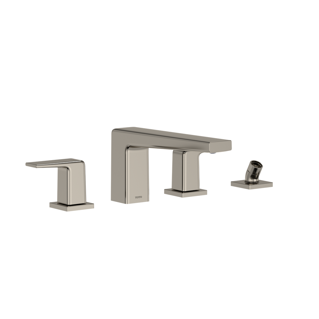 TOTO® GB Two-Handle Deck-Mount Roman Tub Filler Trim with Handshower, Polished Nickel - TBG10202U#PN