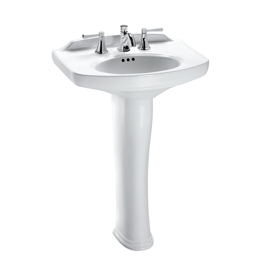 TOTO® Dartmouth® Rectangular Pedestal Bathroom Sink with Arched Front for 8 Inch Center Faucets, Cotton White - LPT642.8#01