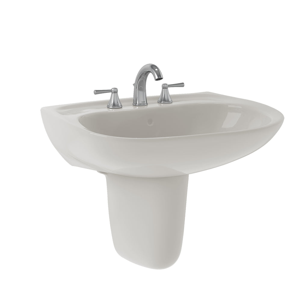 TOTO® Prominence® Oval Wall-Mount Bathroom Sink with CeFiONtect™ and Shroud for 8 Inch Center Faucets, Colonial White - LHT242.8G#11