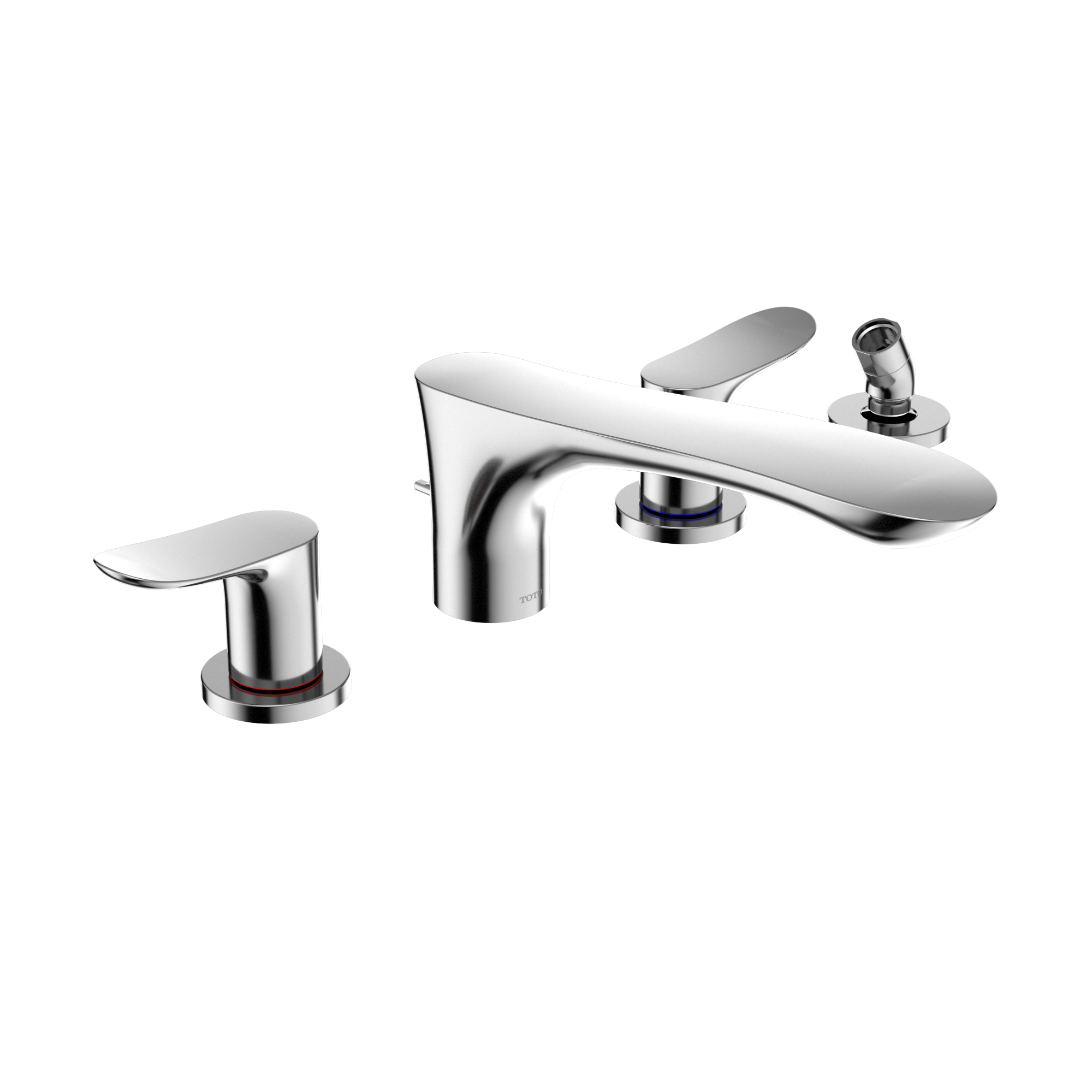 TOTO® GO Two-Handle Deck-Mount Roman Tub Filler Trim with Handshower, Polished Chrome - TBG01202U#CP