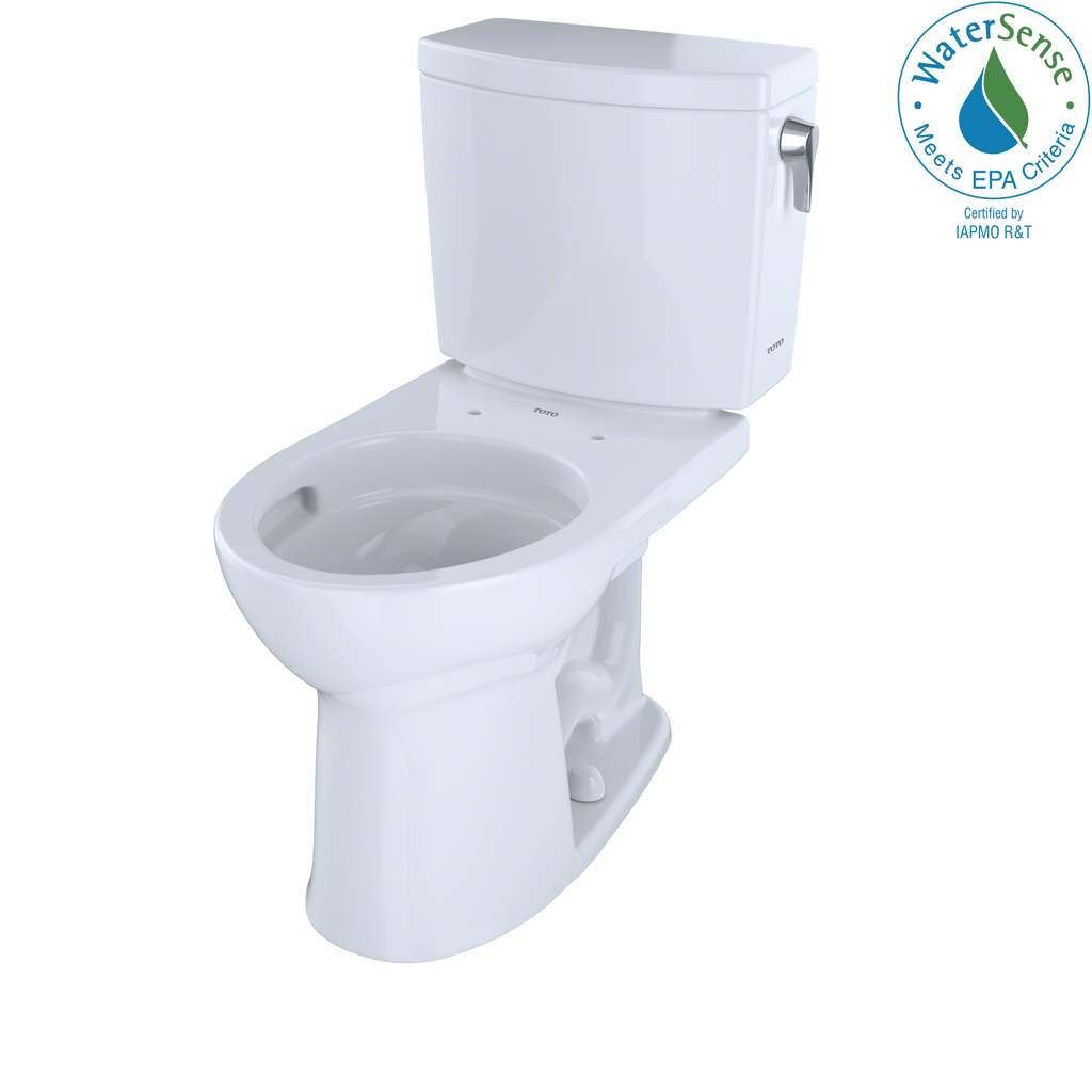 TOTO® Drake® II 1G® Two-Piece Round 1.0 GPF Universal Height Toilet with CeFiONtect™ and Right-Hand Trip Lever, Cotton White - CST453CUFRG#01
