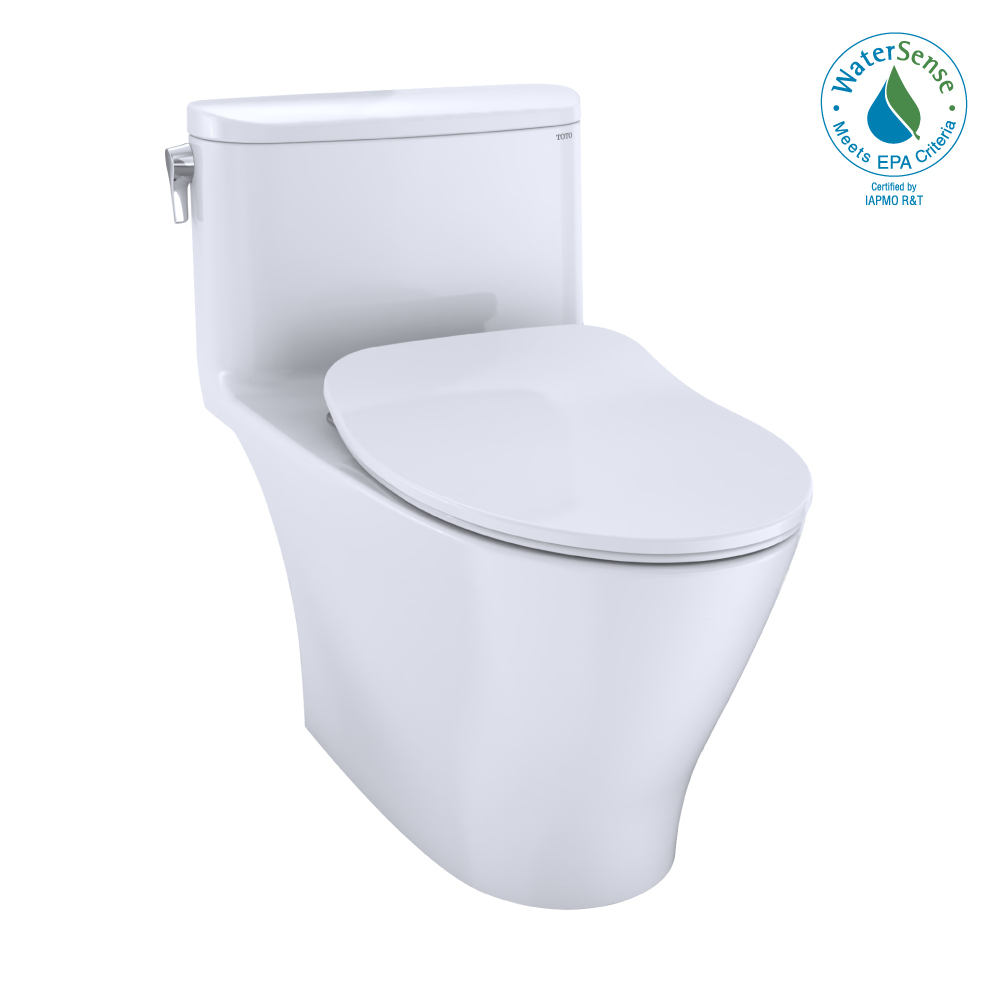 TOTO® Nexus® One-Piece Elongated 1.28 GPF Universal Height Toilet with CEFIONTECT and SS234 SoftClose Seat, WASHLET+ Ready, Cotton White - MS642234CEFG#01