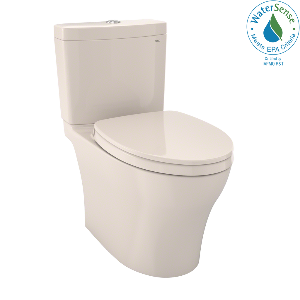 TOTO® Aquia® IV Two-Piece Elongated Dual Flush 1.28 and 0.8 GPF Universal Height Toilet with CEFIONTECT®, WASHLET®+ Ready, Sedona Beige - MS446124CEMFG#12
