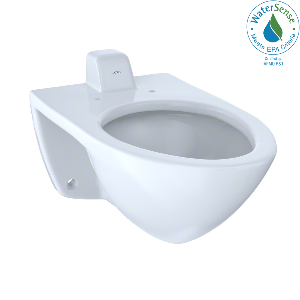 TOTO® Elongated Wall-Mounted Flushometer Toilet Bowl with Back Spud and CeFiONtect, Cotton White - CT708UVG#01