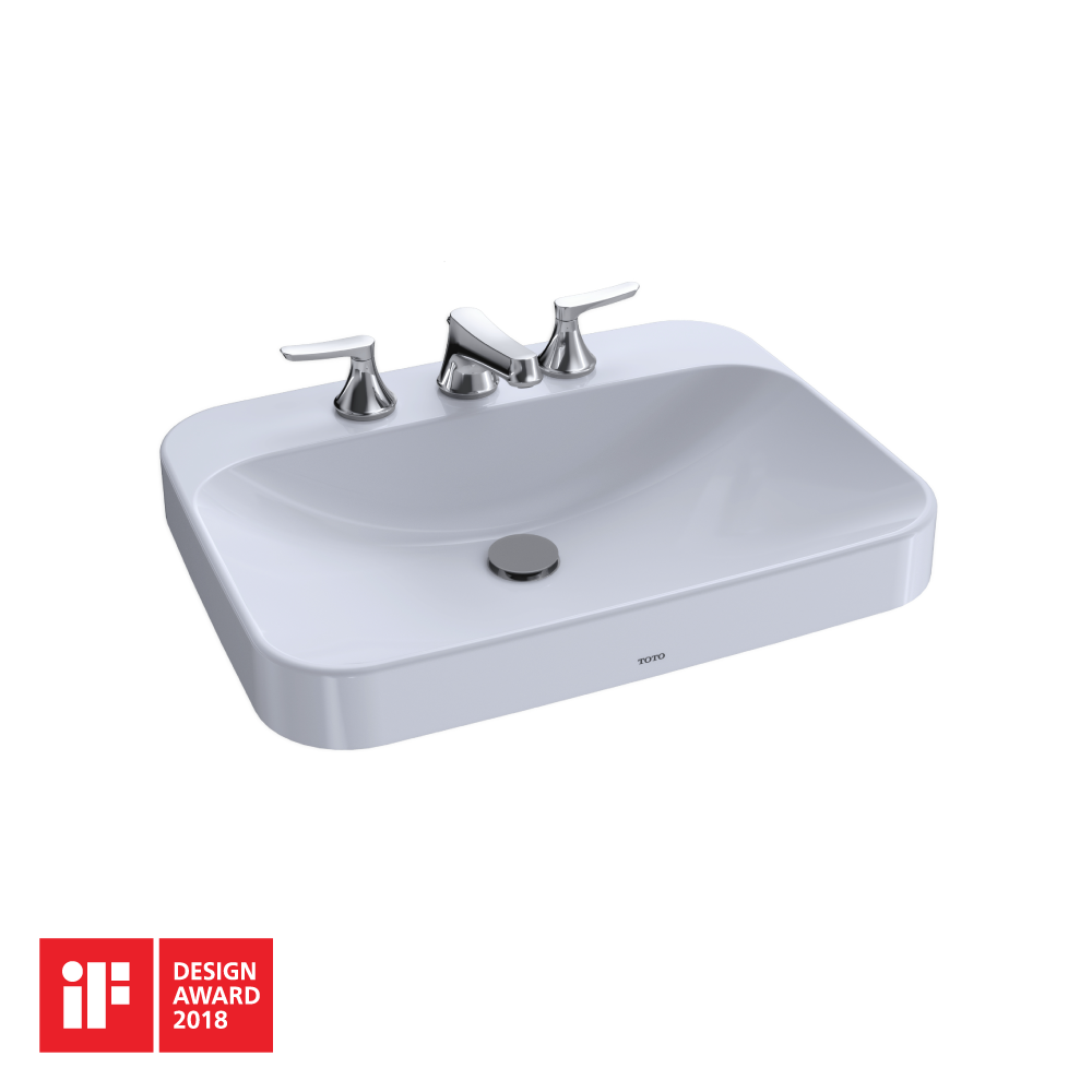 TOTO® Arvina™ Rectangular 23" Vessel Bathroom Sink with CeFiONtect™ for 8 Inch Center Faucets, Cotton White - LT416G.8#01
